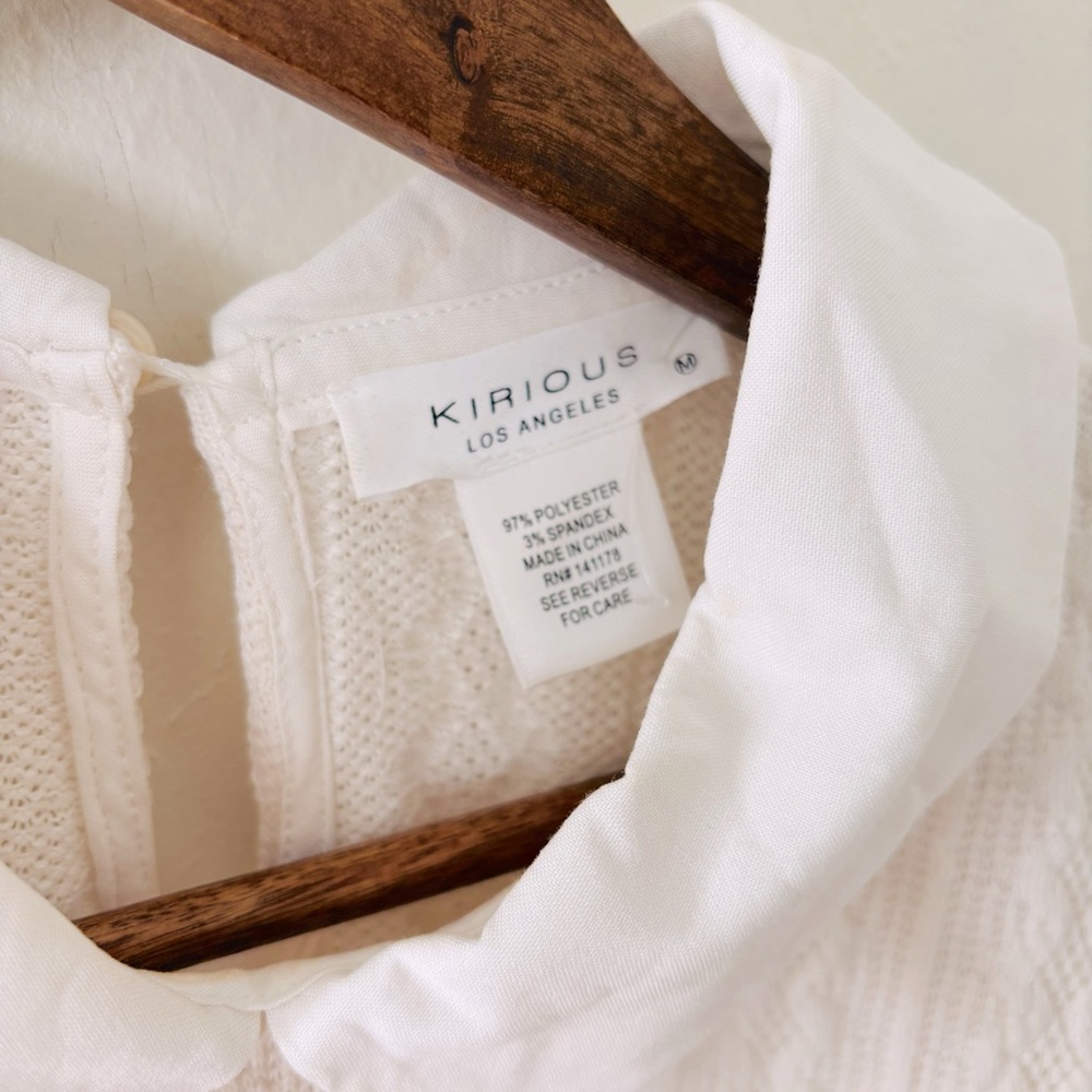 Cream Knit Blouse with Peter Pan Collar - Picture 3 of 4